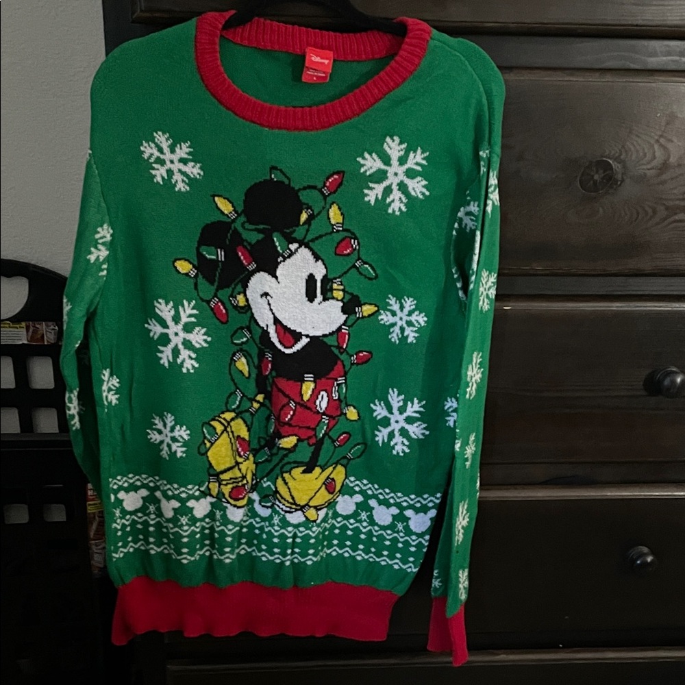 Disney Festive Green Mickey Mouse Sweater